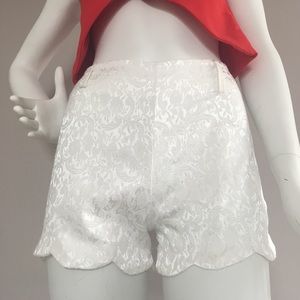 White Floral Shorts