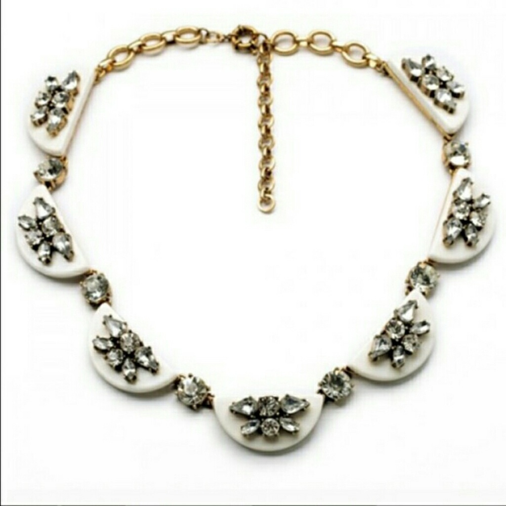 White gem statement necklace
