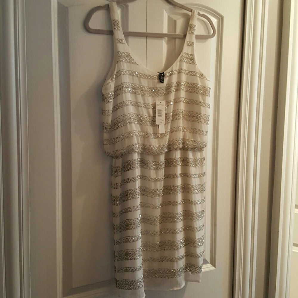 White dress with silk beading