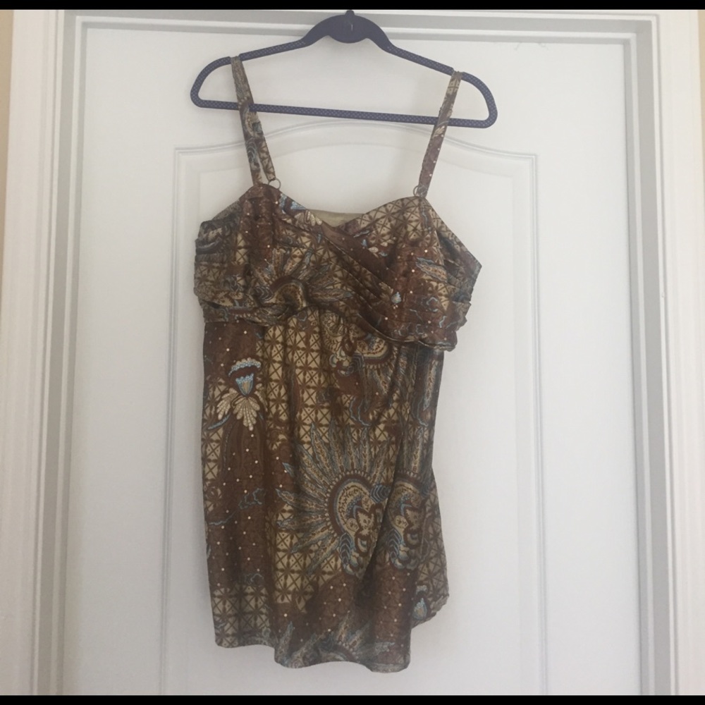 Olive green patterned strapped top