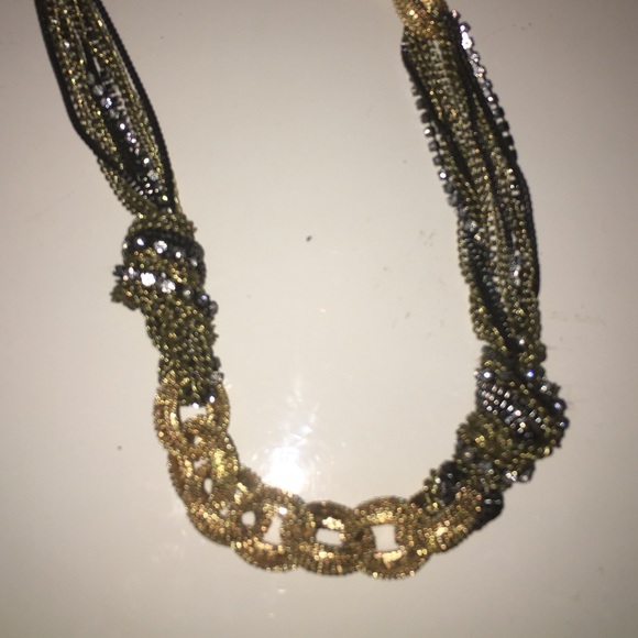Gold, silver, black necklace - Picture 2 of 4