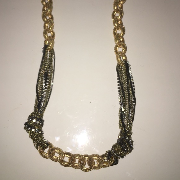 Gold, silver, black necklace - Picture 3 of 4