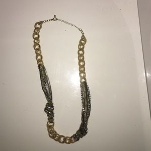 Gold, silver, black necklace