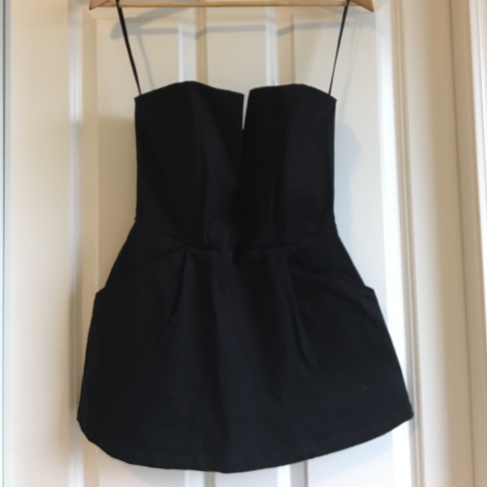 strapless, peplum top