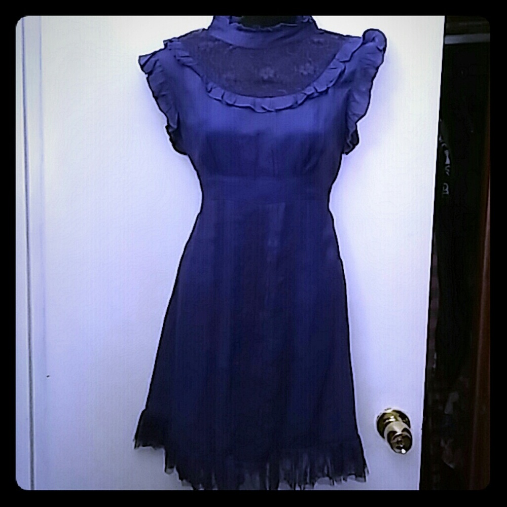 Mini Ruffle and Lace accented Dress sz M