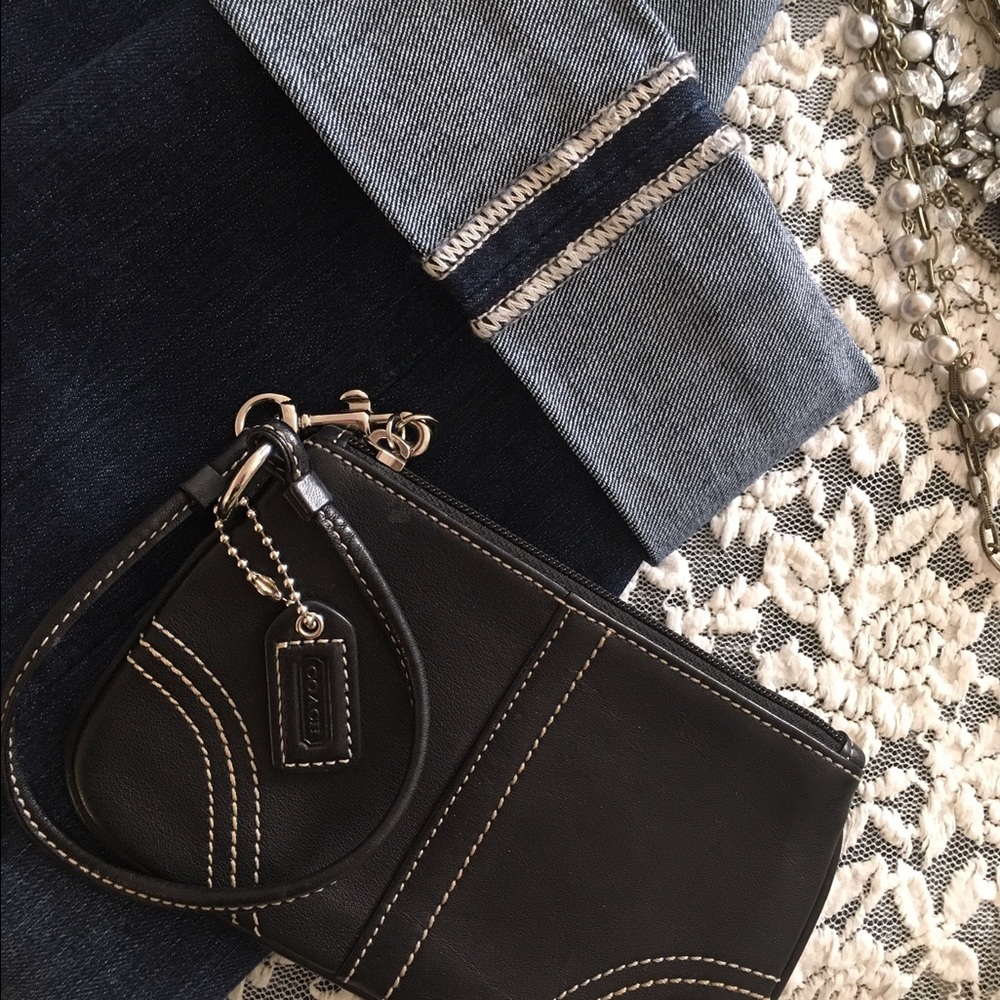Black Leather Coach Wristlet