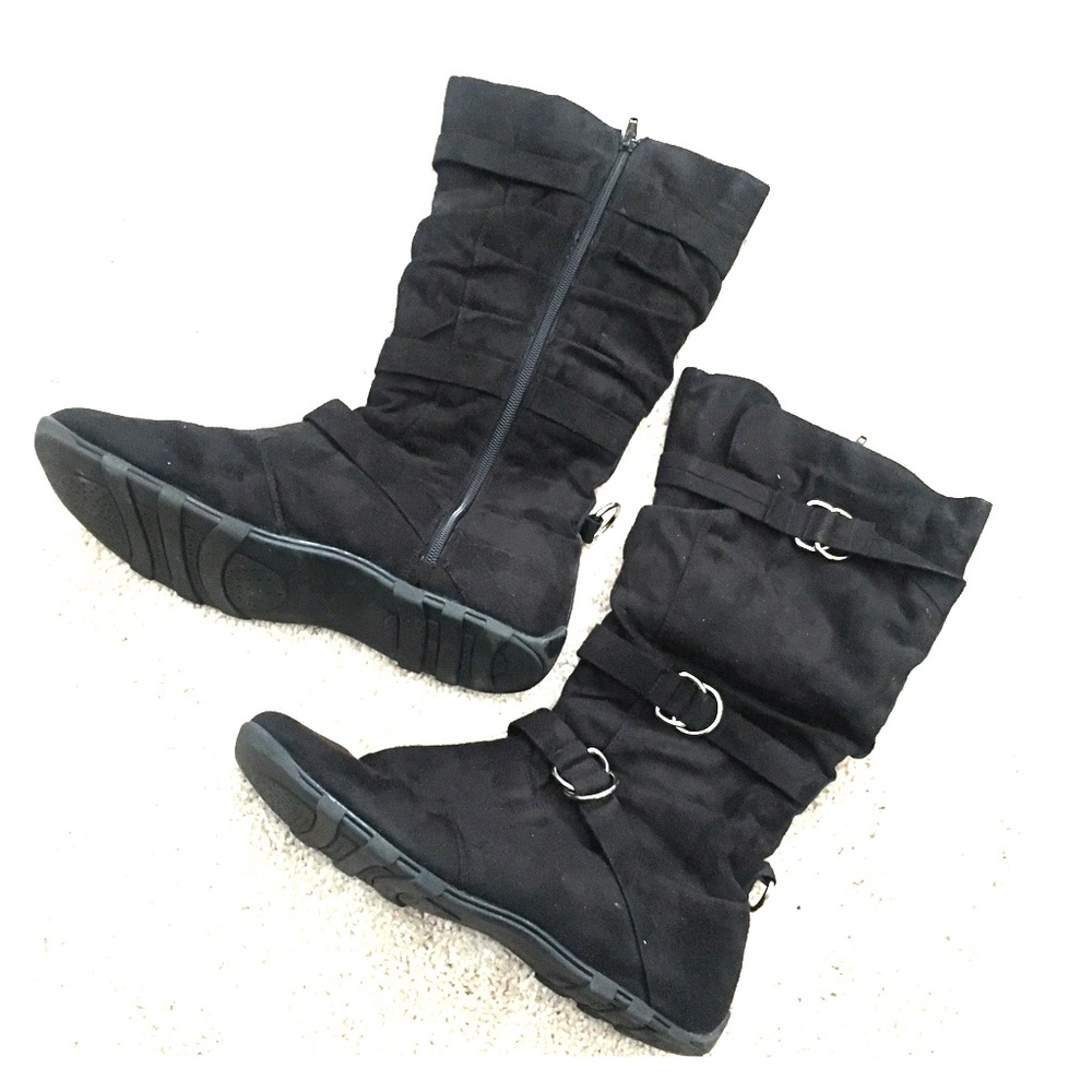 Black suede boots