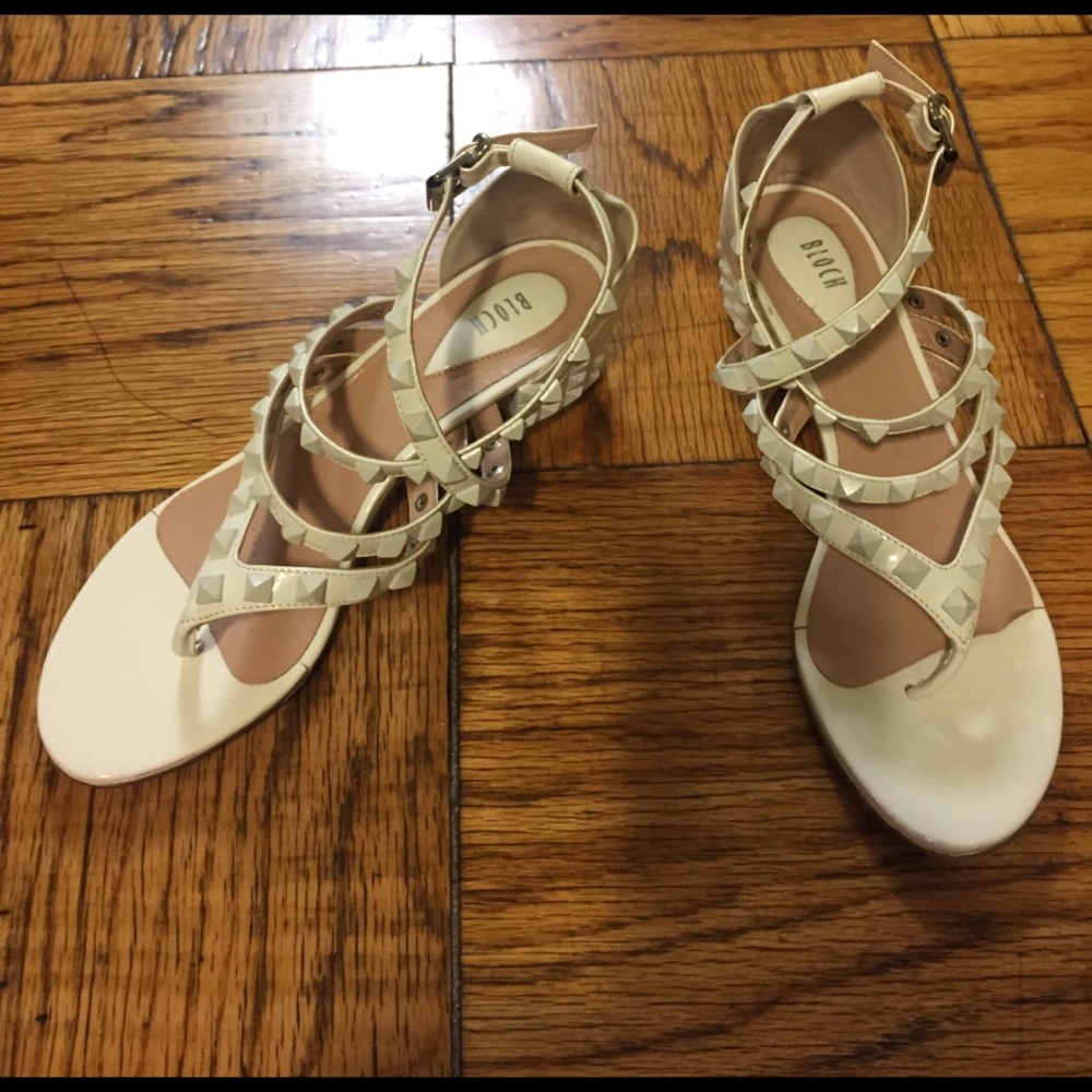 Bloch patent leather strappy studded sandals