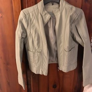 Grey blue "leather" jacket.