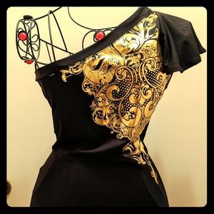 Dereon Black and Gold Bodycon Dress