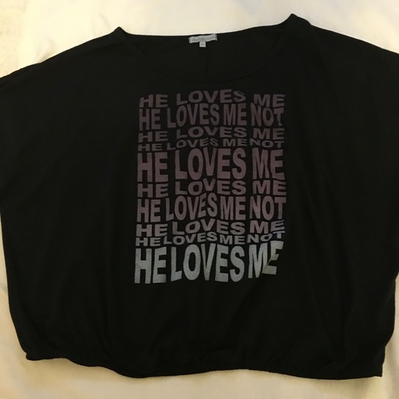 Black 'He Loves Me, He Loves Me Not' T Shirt L - Picture 4 of 4