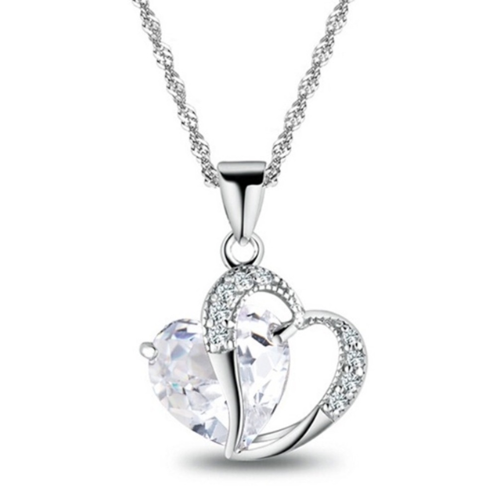 925 Love ❤️ Heart Crystal 💎 Pendant Necklace