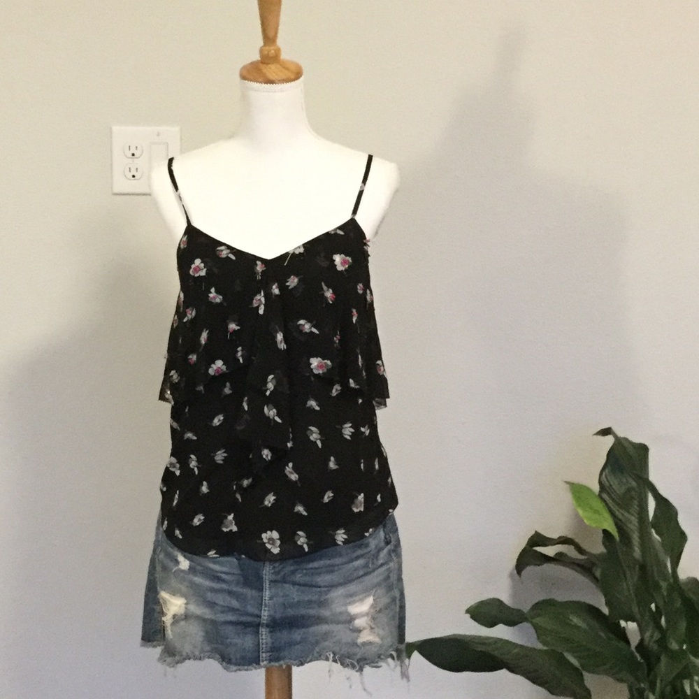 Rebecca Taylor Black Bead Embellished Tank Blouse