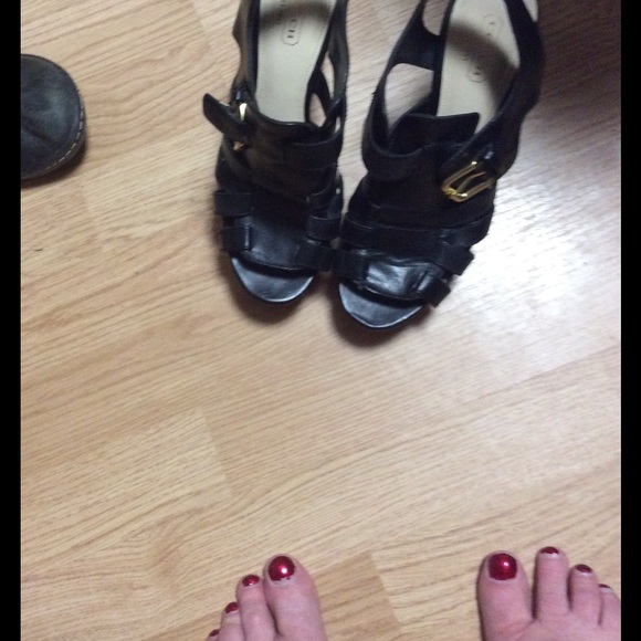 Black leather Coach Wedges - Picture 4 of 4