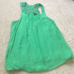 Express green crochet detail blouse