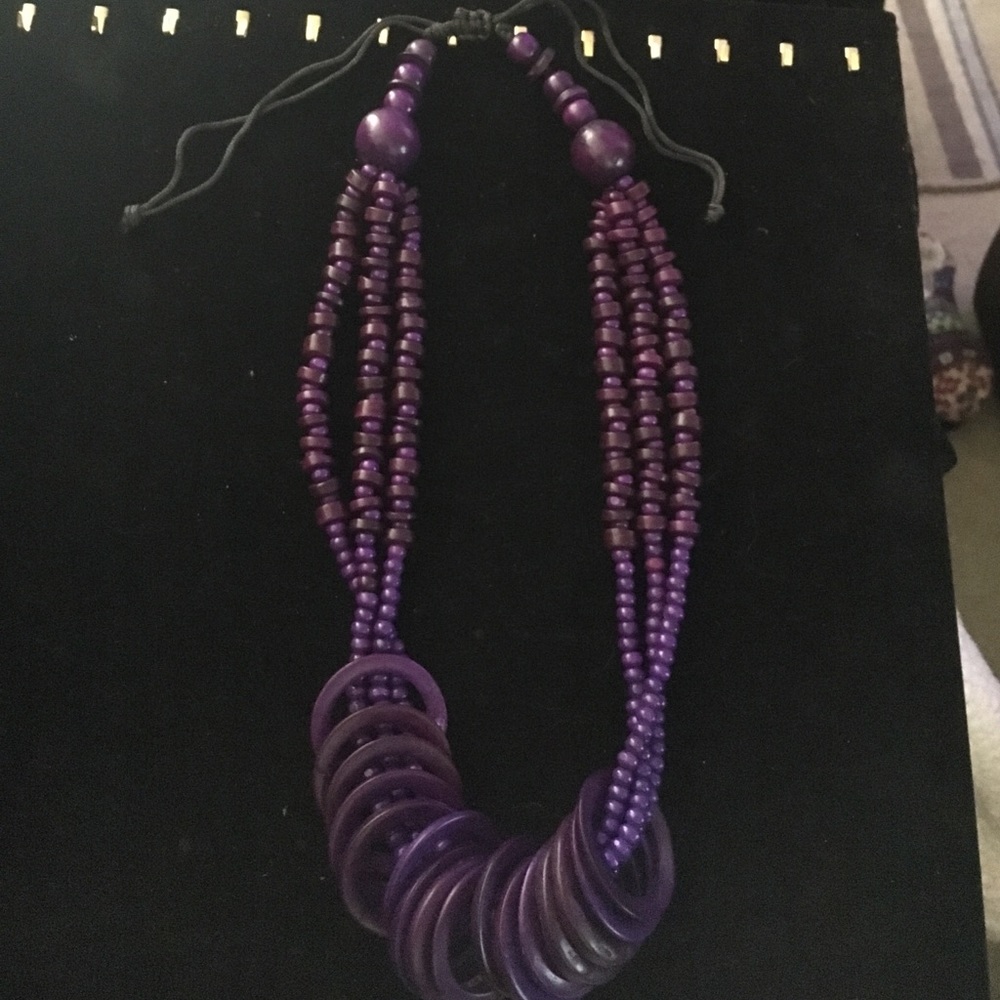 Beautiful Purple Wood Adjustable Necklace