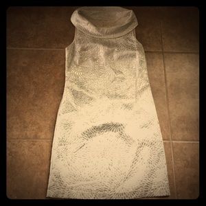 NWOT Michael Kors Slvr Brocade BoatNeck Dress 8