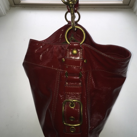 Coach red patten leather hobo bag. - Picture 3 of 7