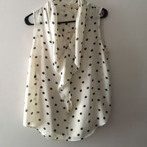 Ann Taylor cream and black polka dot shell size m