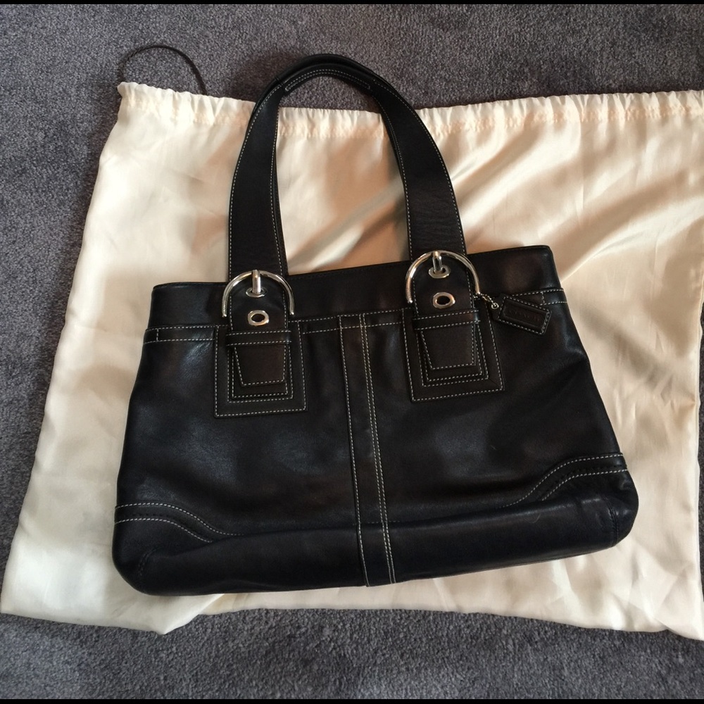 Coach Large Black Leather tote