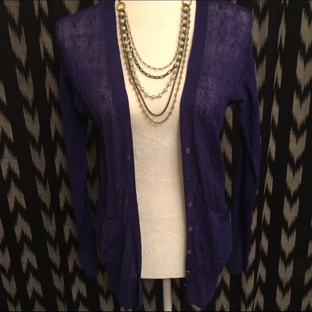 SOLD - Purple JCrew Cardigan with Gold Buttons