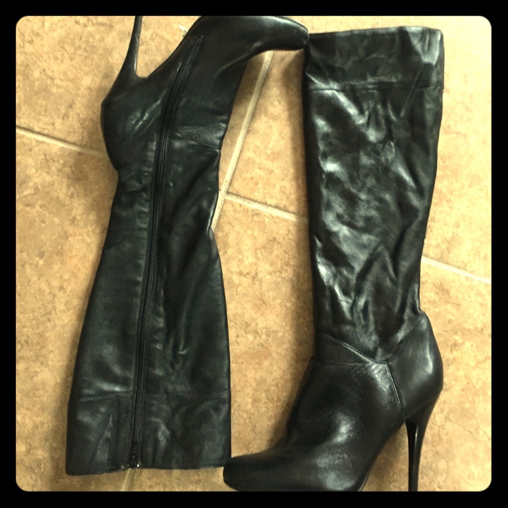 ( SOLD) Aldo Leather Knee High Black Boots Sz 10