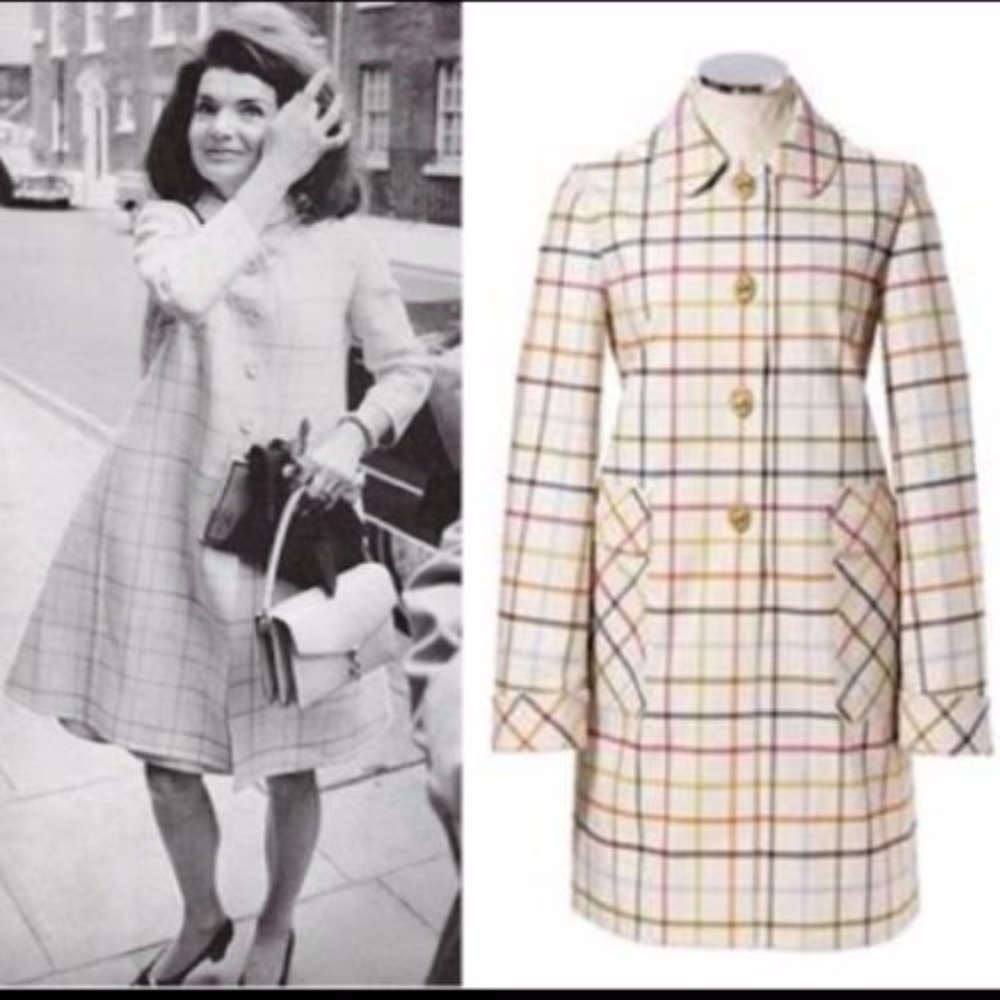 Coach Tattersall Plaid Rain Trench Jacket