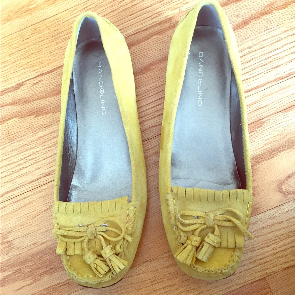 Slip on yellow moccasins