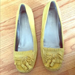 Slip on yellow moccasins