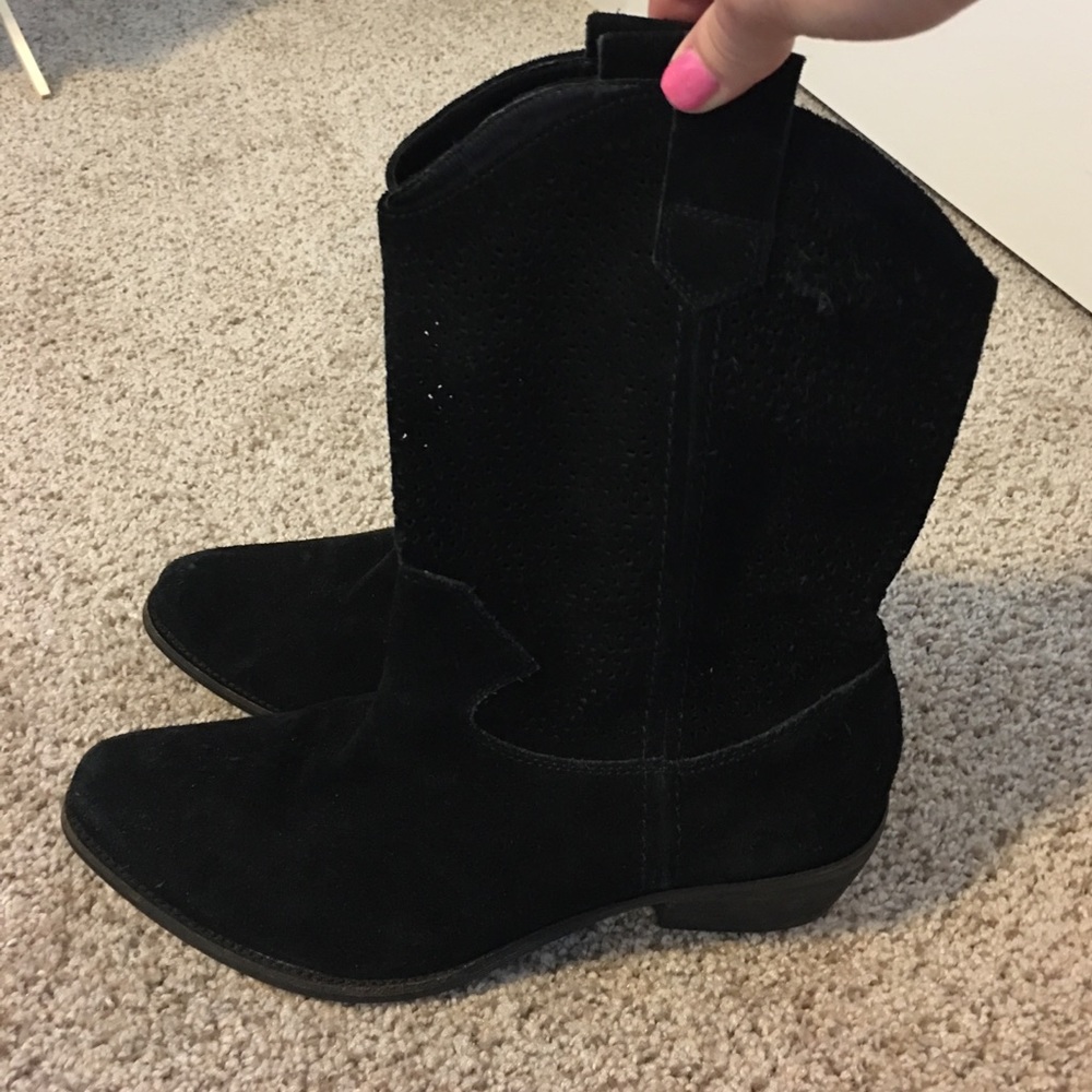 BCBGeneration black suede cowboy boots