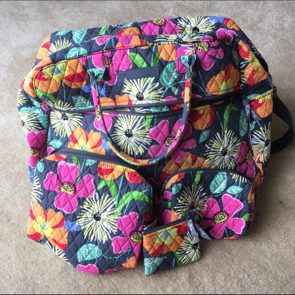 Vera Bradley Duffle Bag & Makeup Bag Set