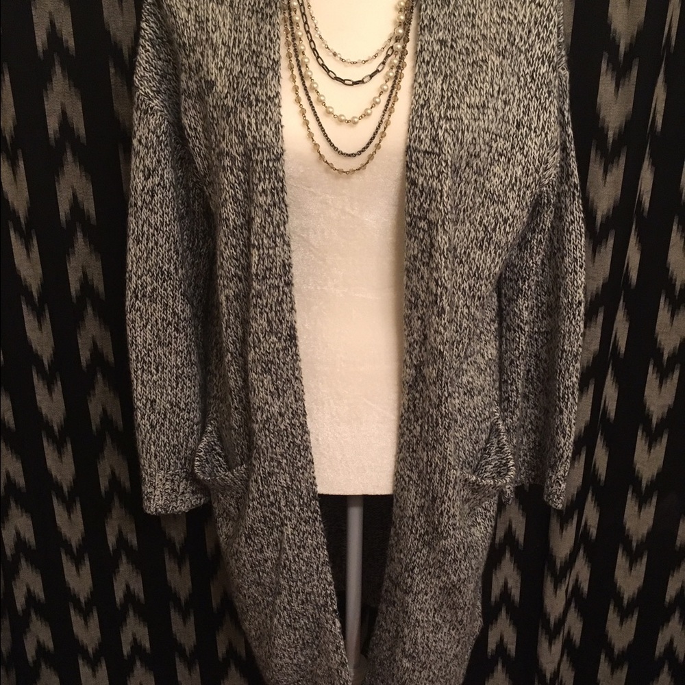 Long Grey Cardigan with Pockets