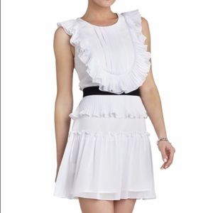 BCBG White Pleated Ruffle Dress size 0