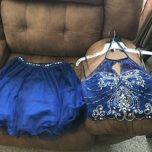 Navy blue masquerade 2-piece dress