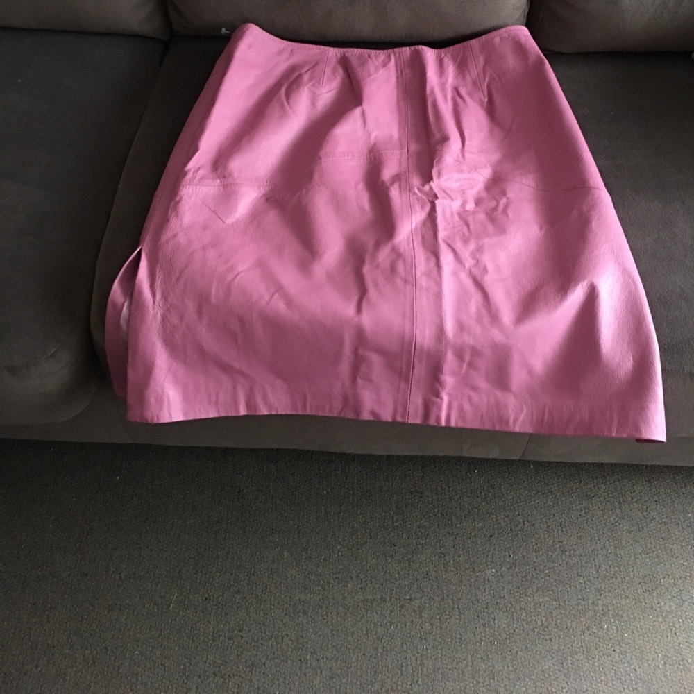 Pink leather skirt