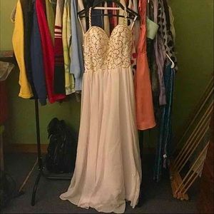 White and gold prom dress