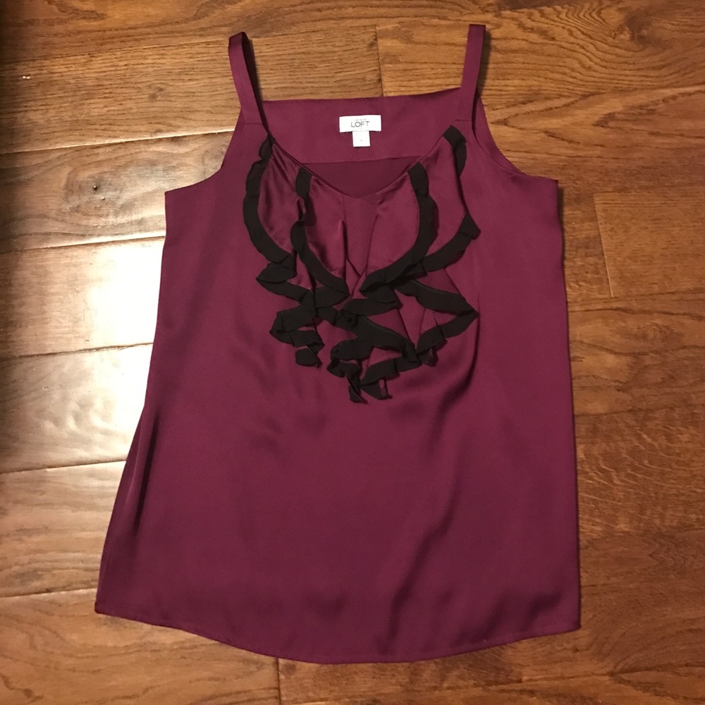 Loft purple ruffle silk top