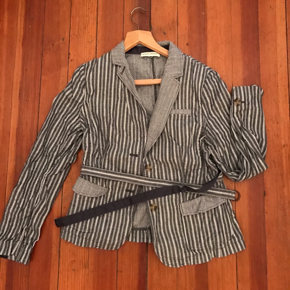 100% cotton striped blazer
