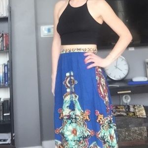 Blue patterned maxi skirt