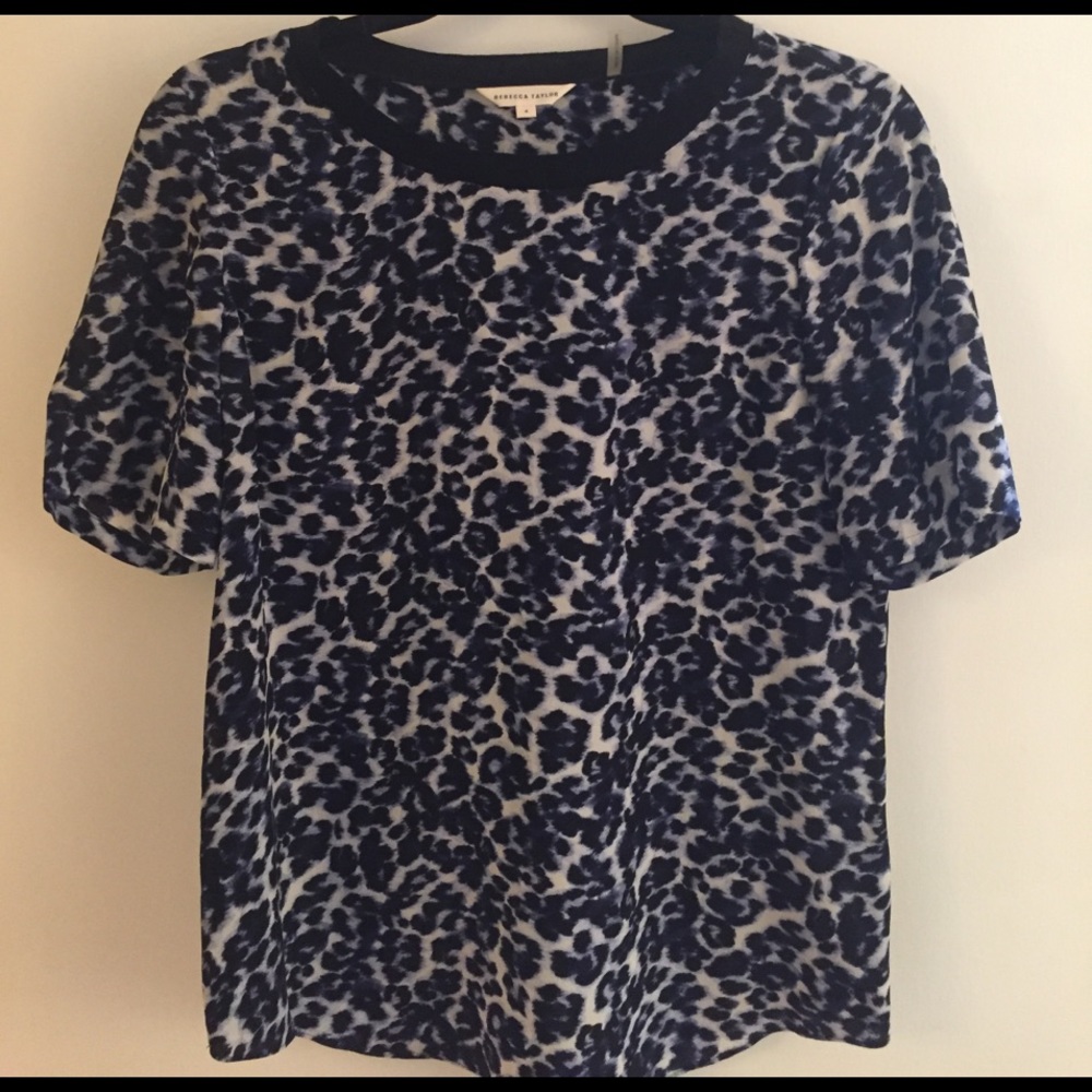 Rebecca Taylor Leopard Lynx Print Top Black 4