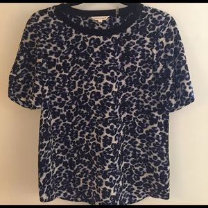 Rebecca Taylor Leopard Lynx Print Top Black 4