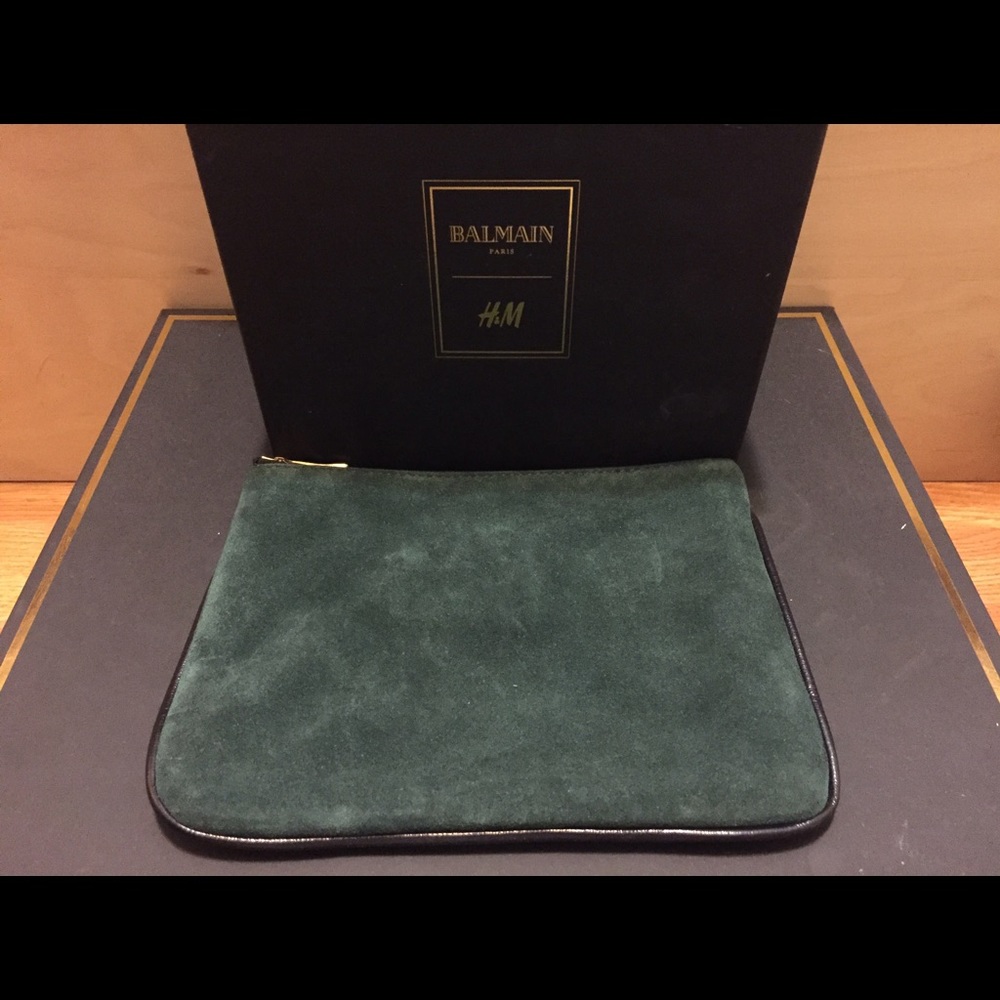 Balmain H and M collection green purse