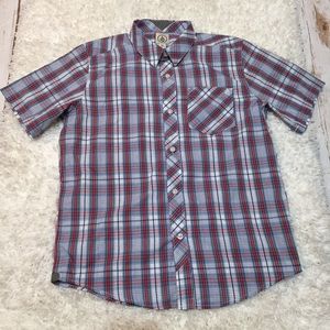 NWOT Volcom Boys White Plaid Shirt Large (14-16)
