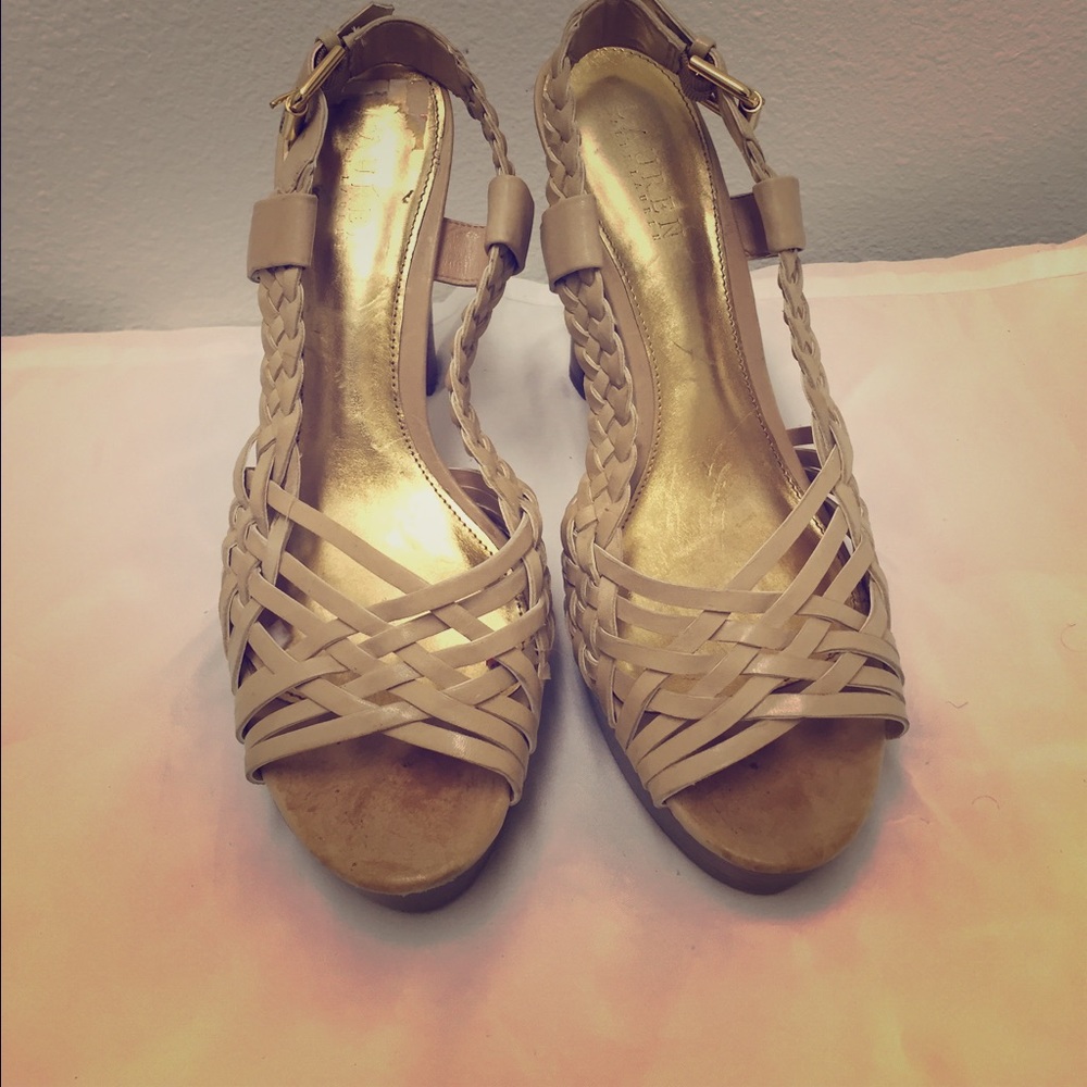 Ralph Lauren Tan Woven Sling Backs Sz 9.5