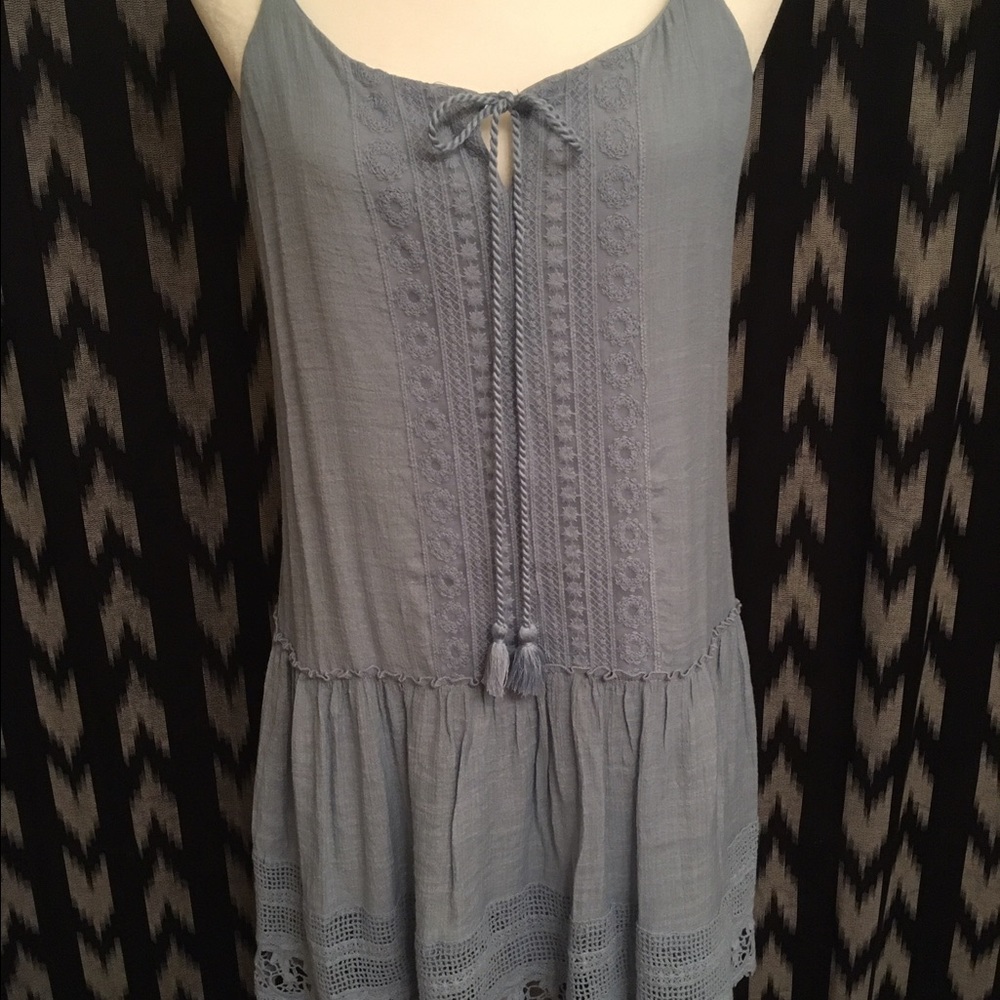 SOLD - Pale Blue Dress with Lace Detail