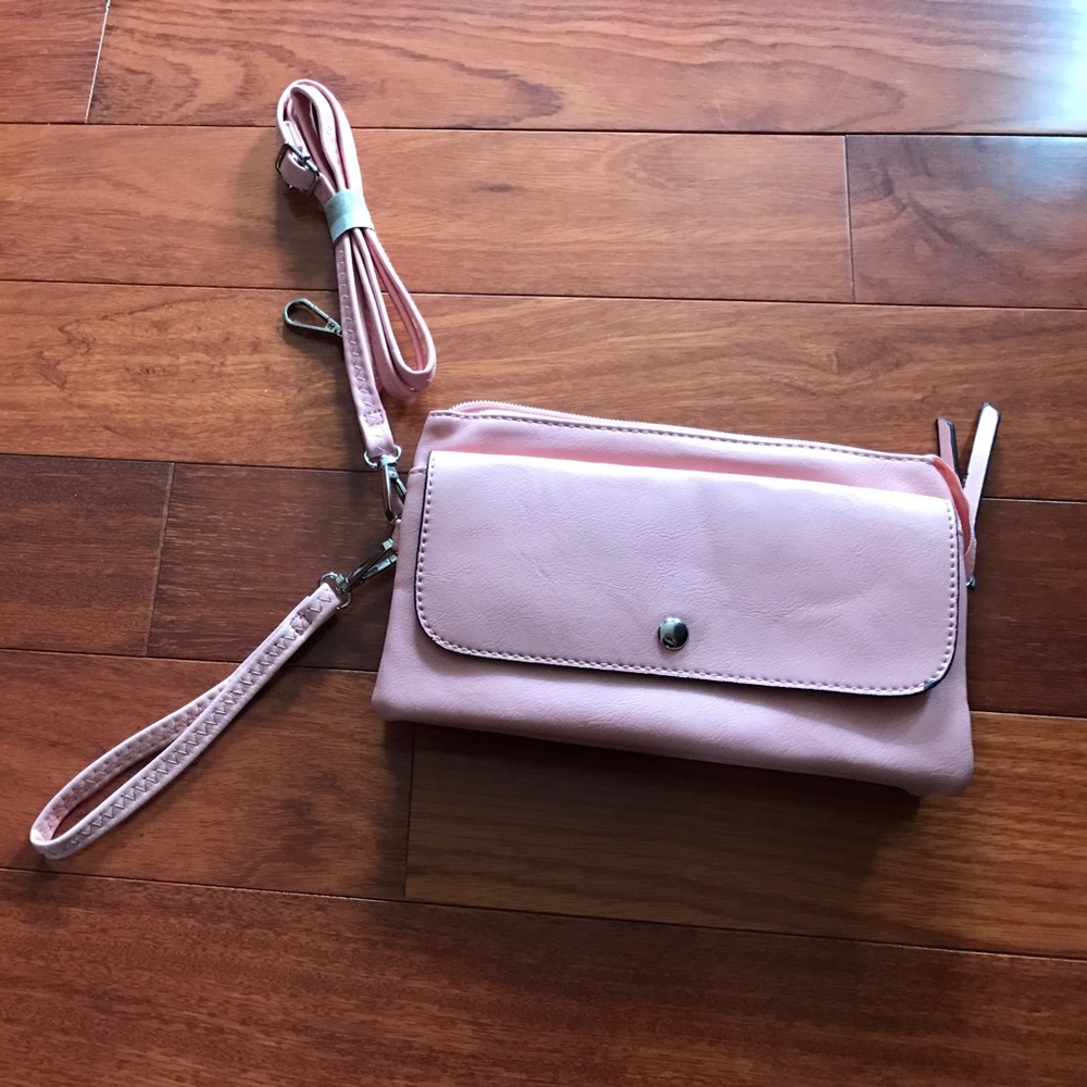 Baby pink clutch bag