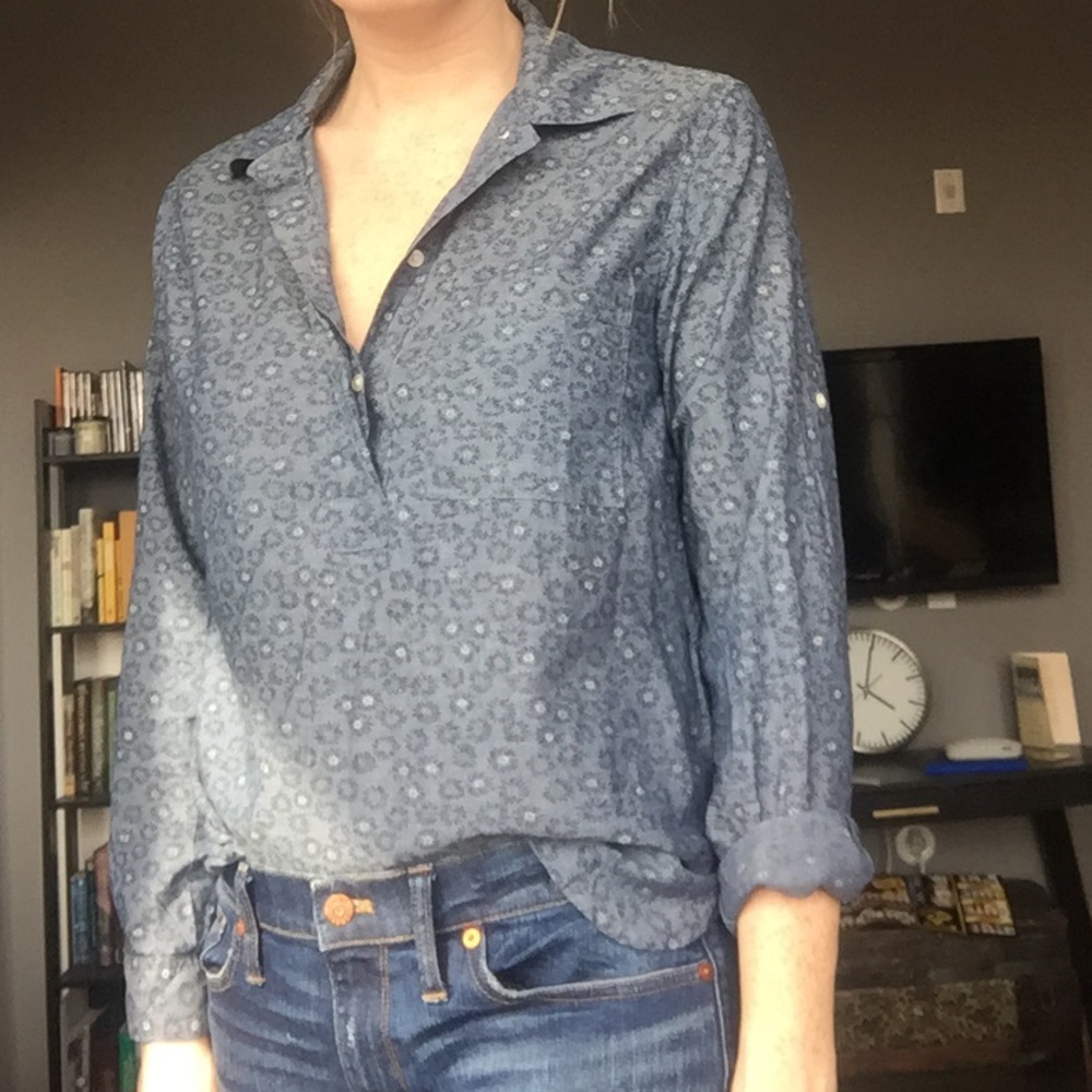 Gap, half button down, floral print