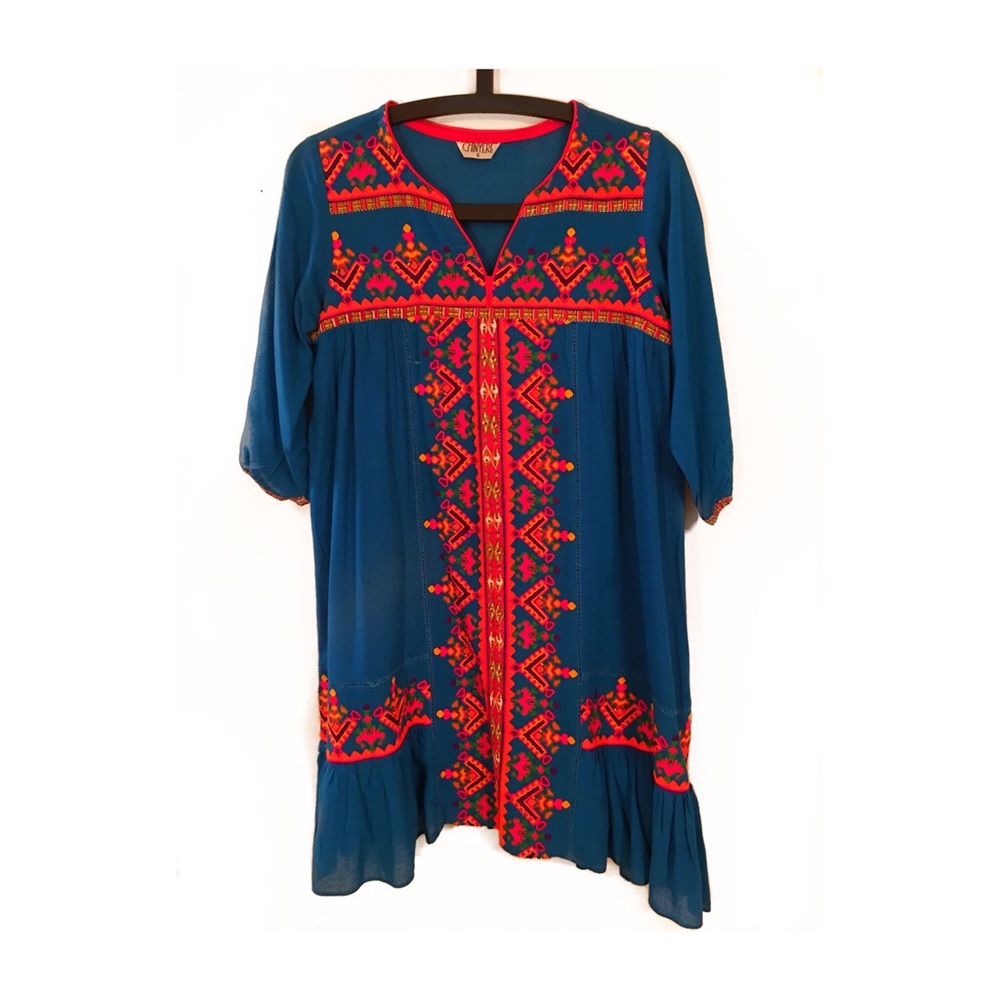Embroidered Blue Dress