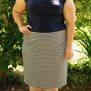 Striped Knit Pencil Skirt