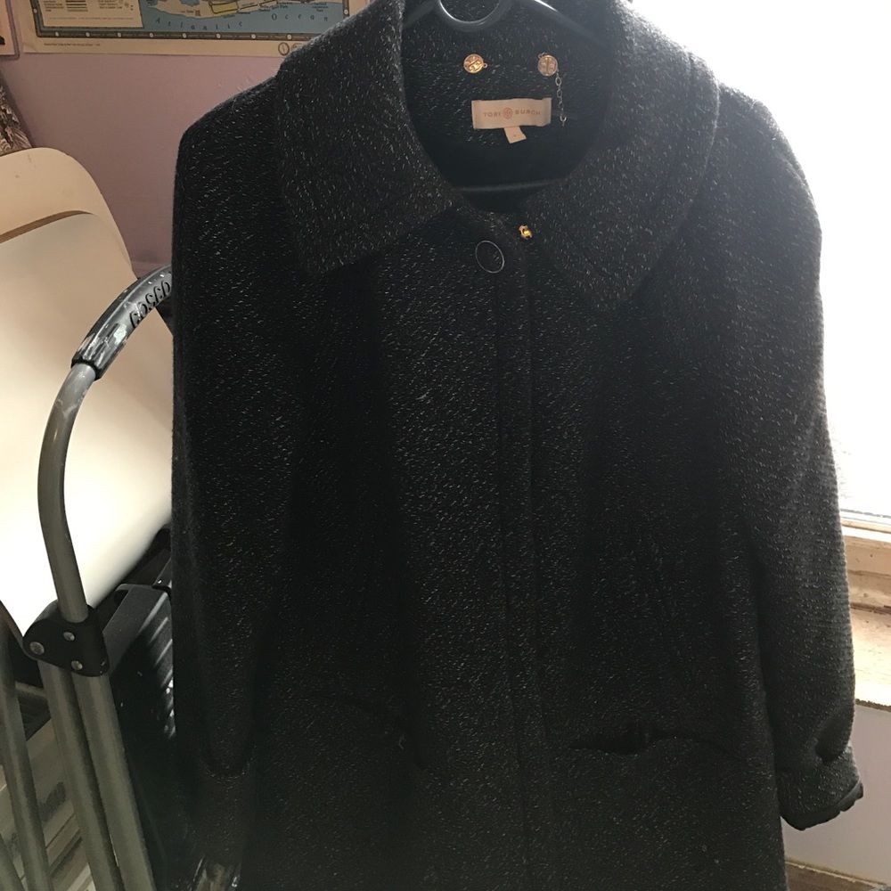 Wool winter Tory burch grey and silver coat